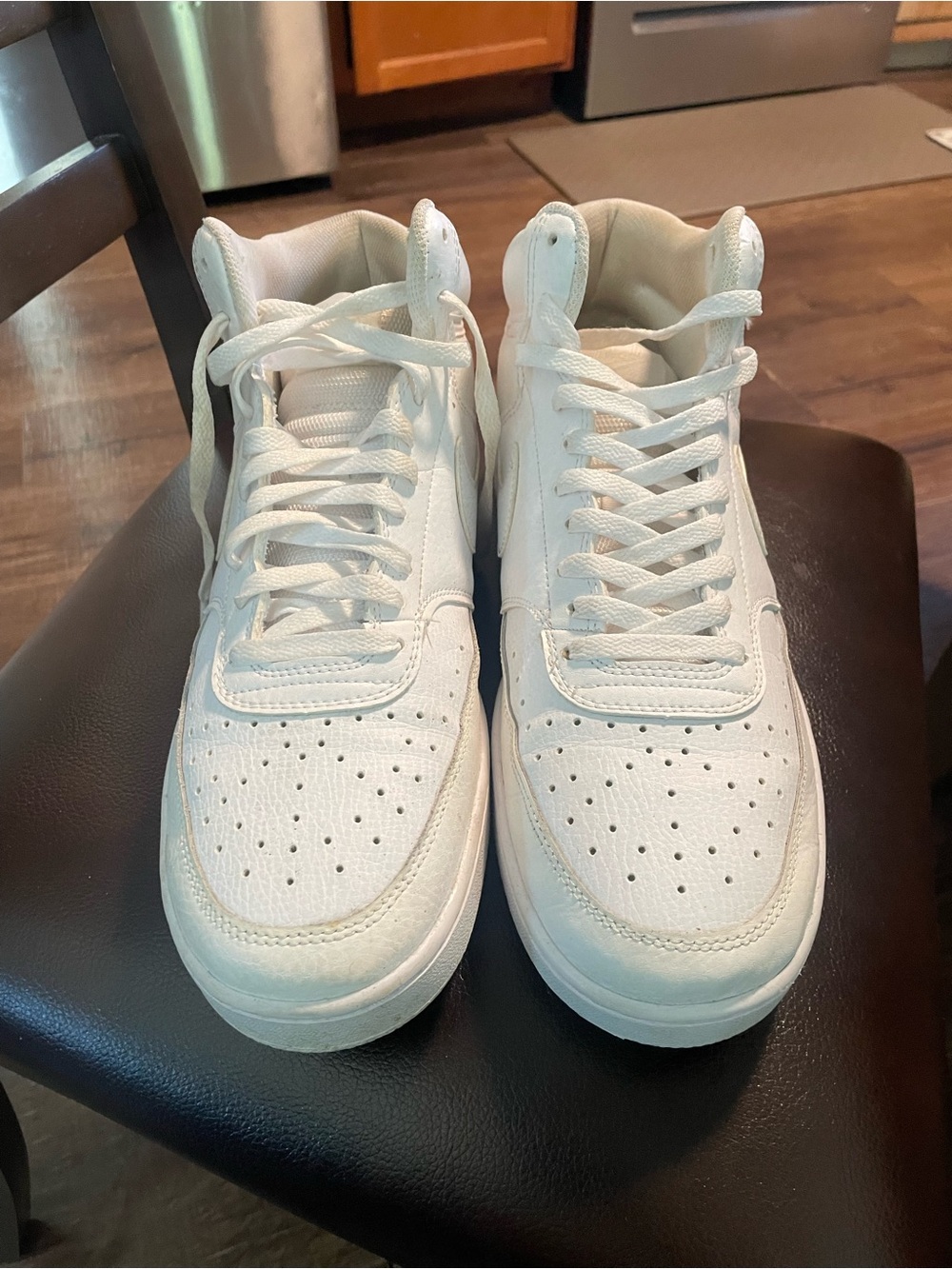 Nike White High-Top Leather Sneakers - Clean Minimal Style